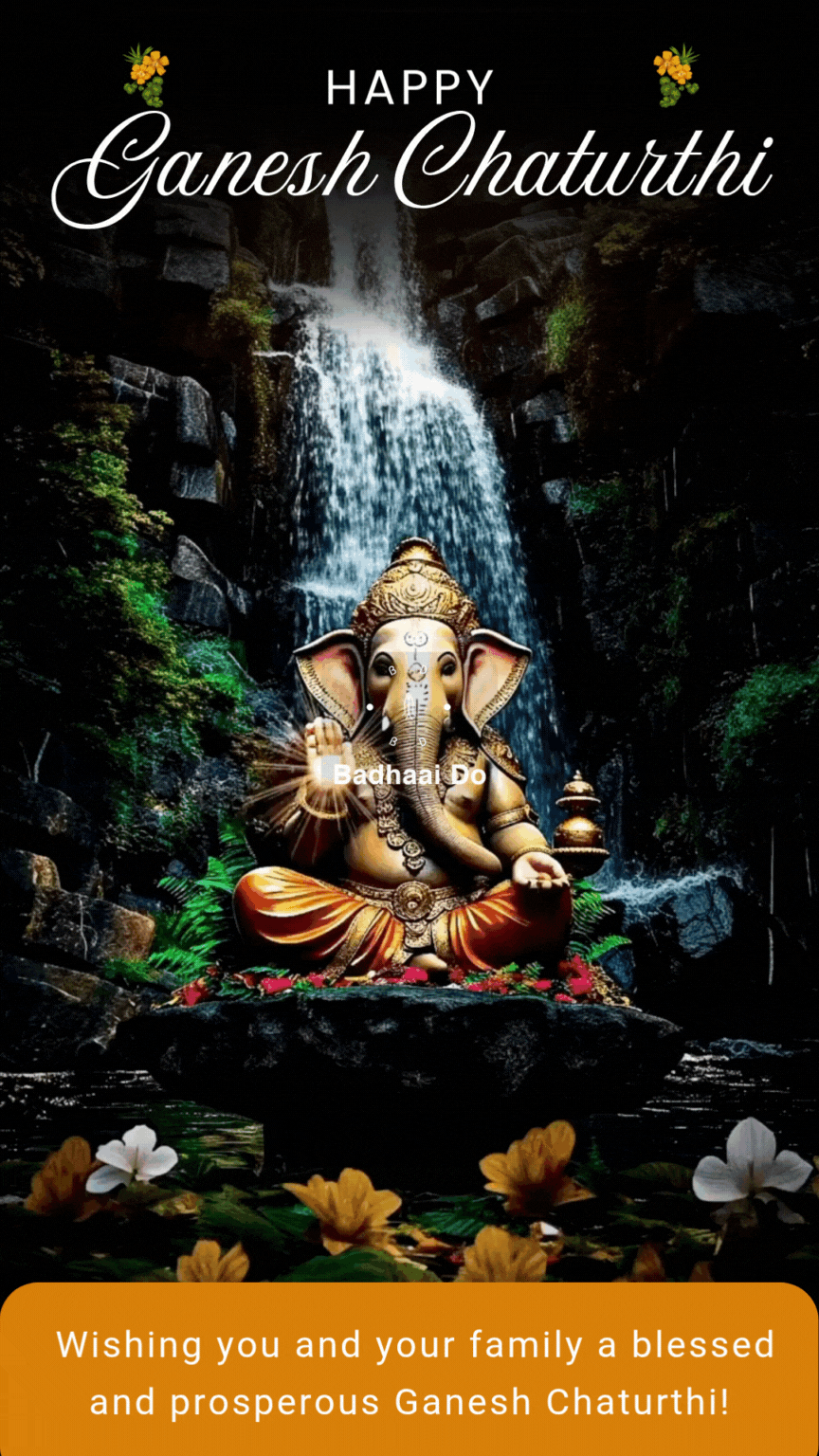 Family performing Ganesh Chaturthi aarti and rituals at home with devotion and joy