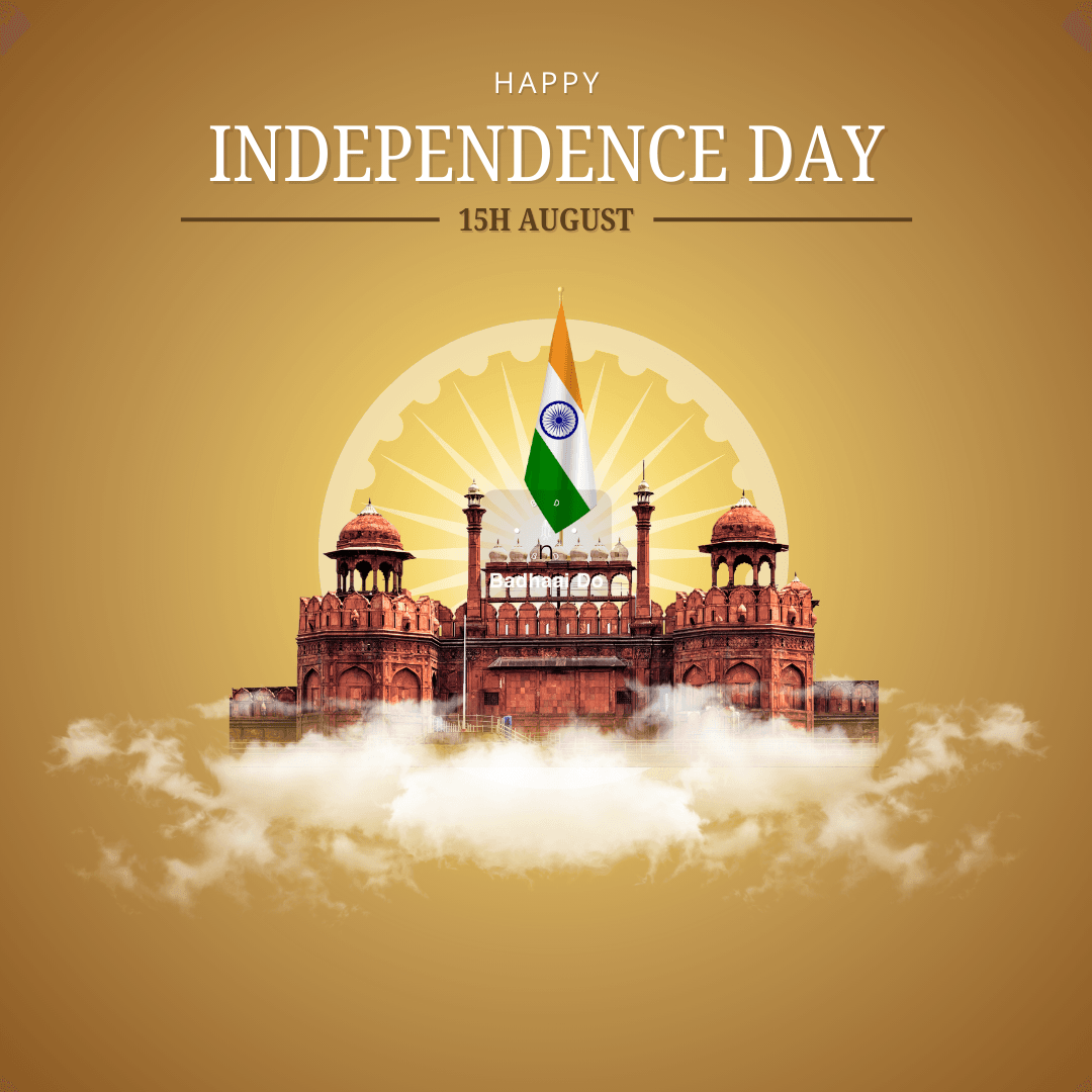 Silhouette of children running with the Indian tricolor flag during sunrise, celebrating Independence Day with joy