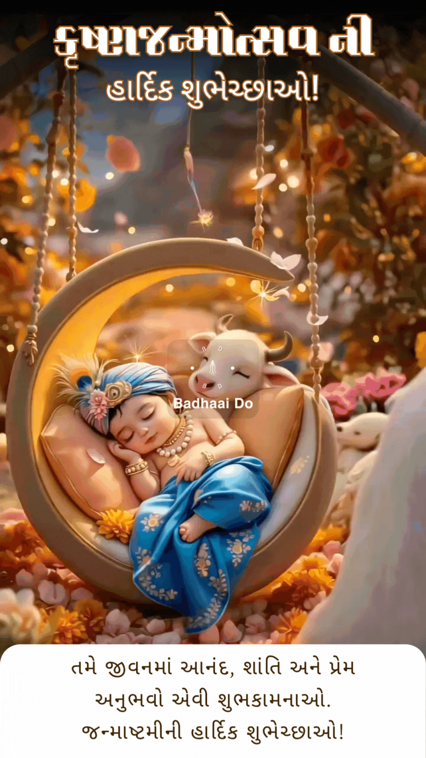 Artistic illustration of Lord Krishna with peacock feather crown and flute, celebrating Janmashtami.