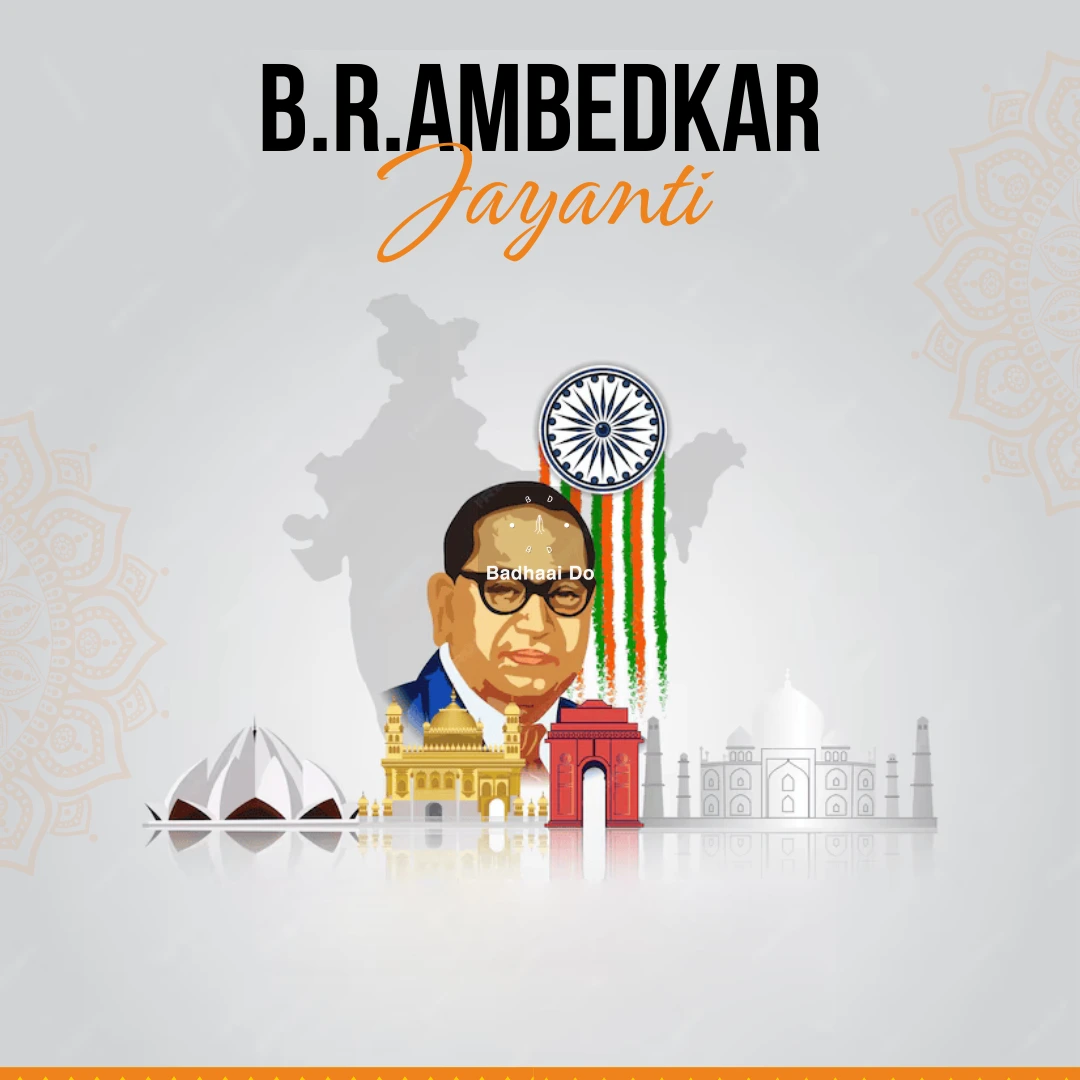 Illustration of Dr. B.R. Ambedkar with powerful message on justice and rights