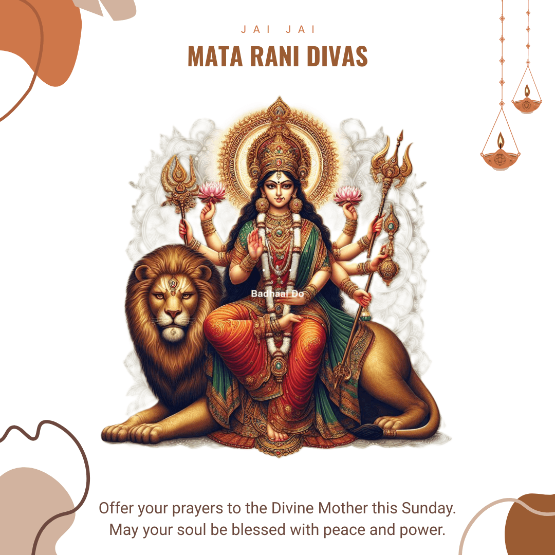 Mata Rani blessings on a peaceful Sunday morning with diya and flowers