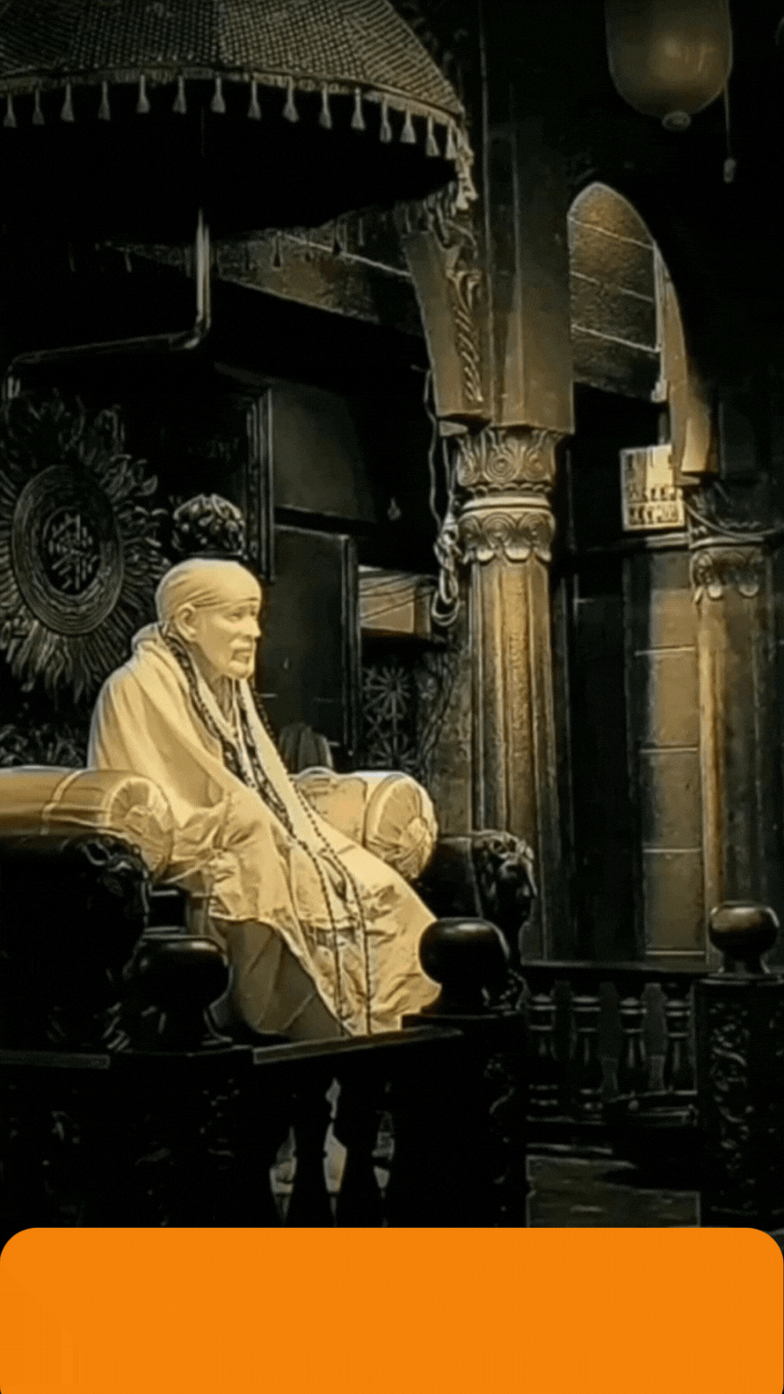 Om Sai Ram chant with Sai Baba blessing hands