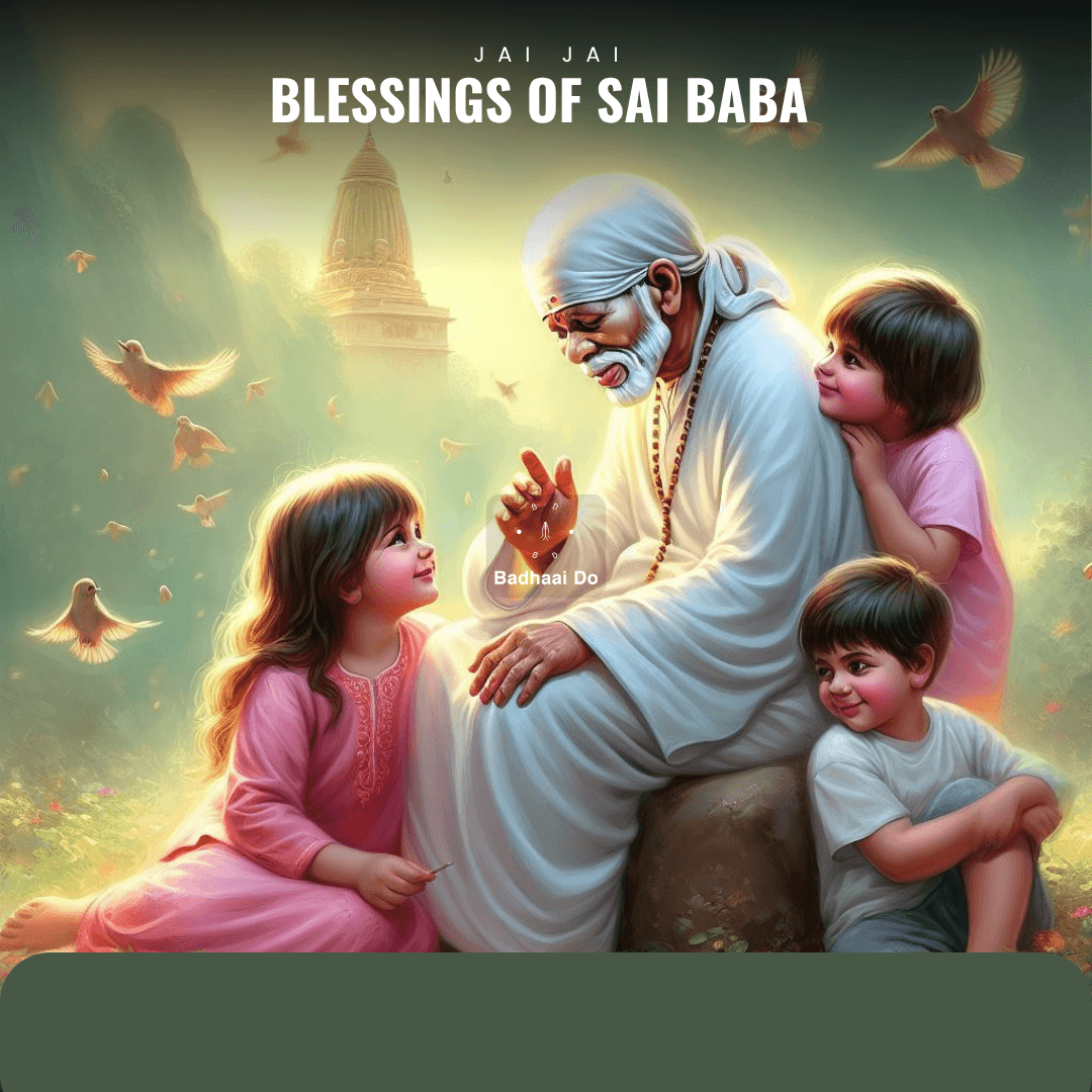 Om Sai Ram chant with Sai Baba blessing hands