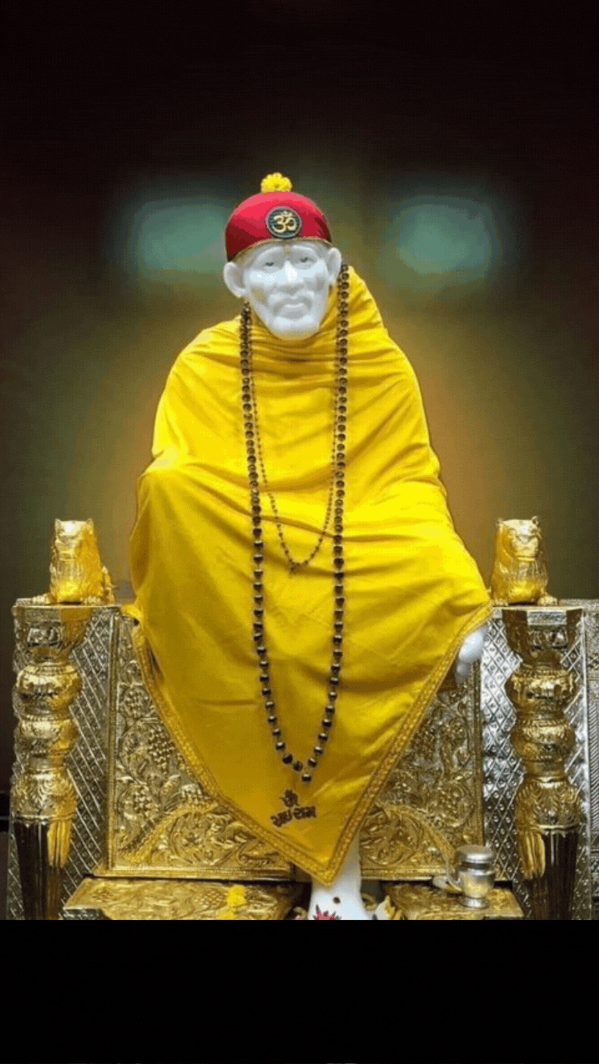 Om Sai Ram chant with Sai Baba blessing hands