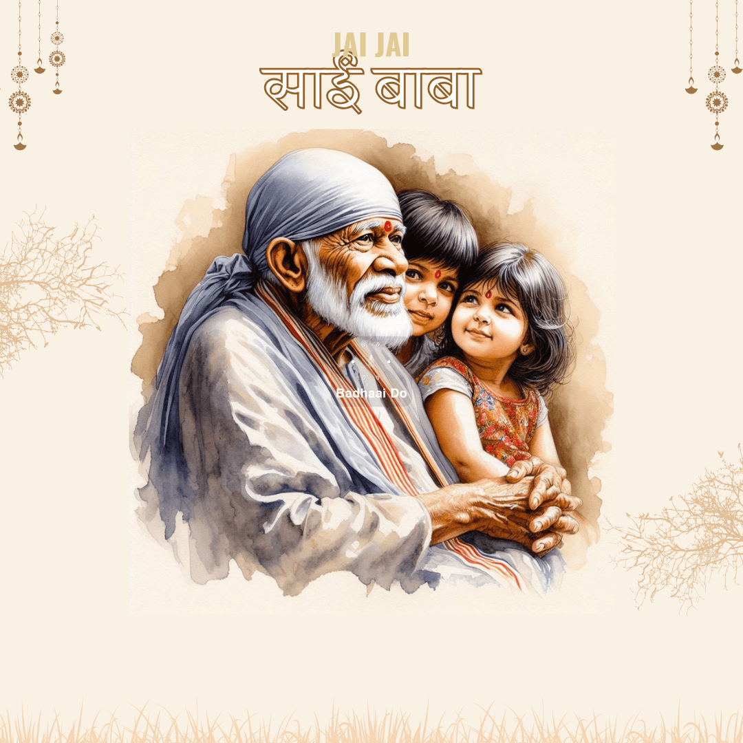 Om Sai Ram chant with Sai Baba blessing hands