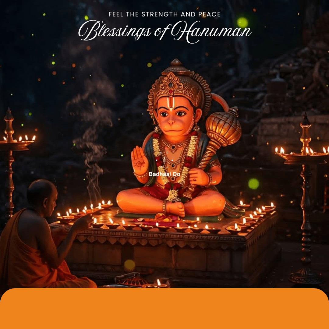 Devotional image of Lord Hanuman seated in meditation with glowing aura for Tuesday blessings