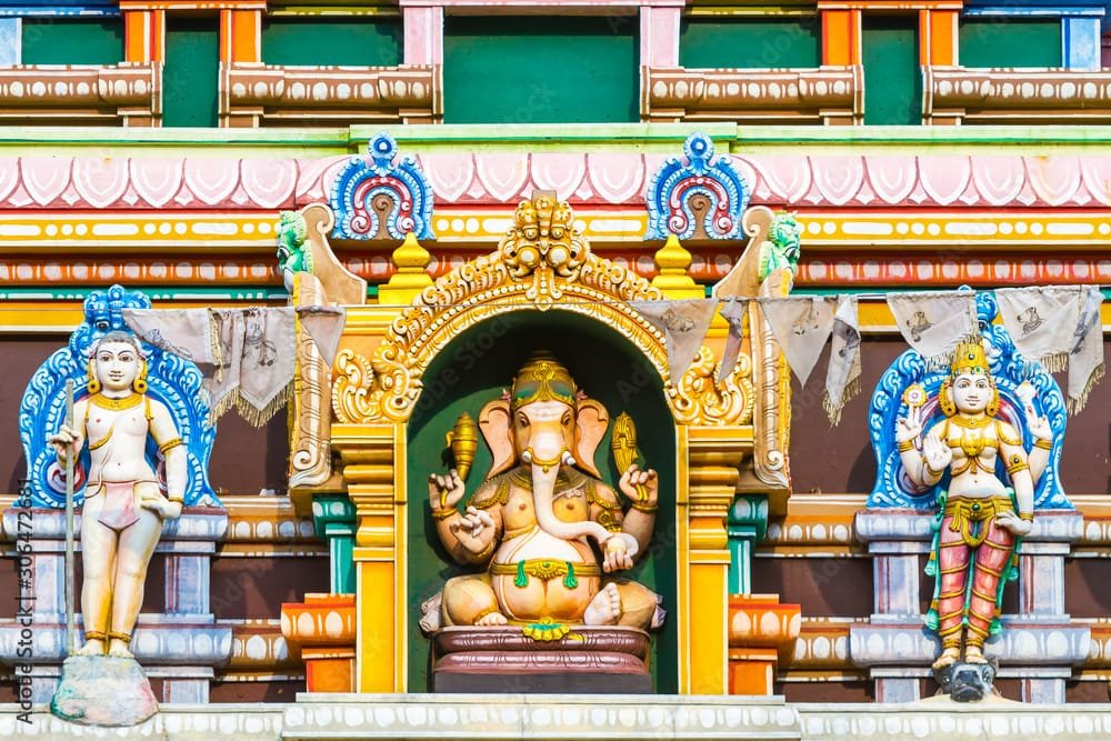 Ganesh the Elephant God on the tower of a Hindu Temple in Colombo, Sri Lanka