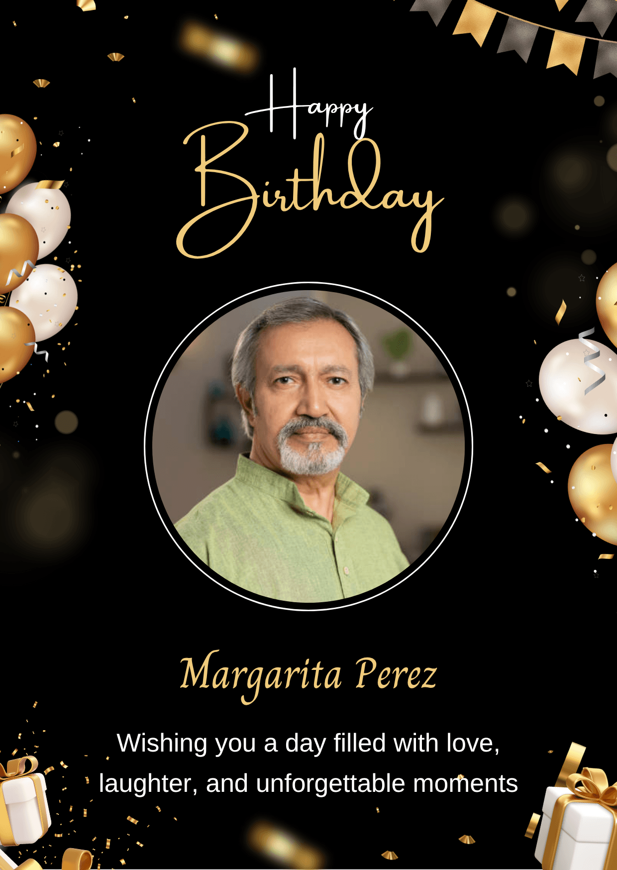 Stylish dark theme birthday image with shiny balloons and festive party vibes.
