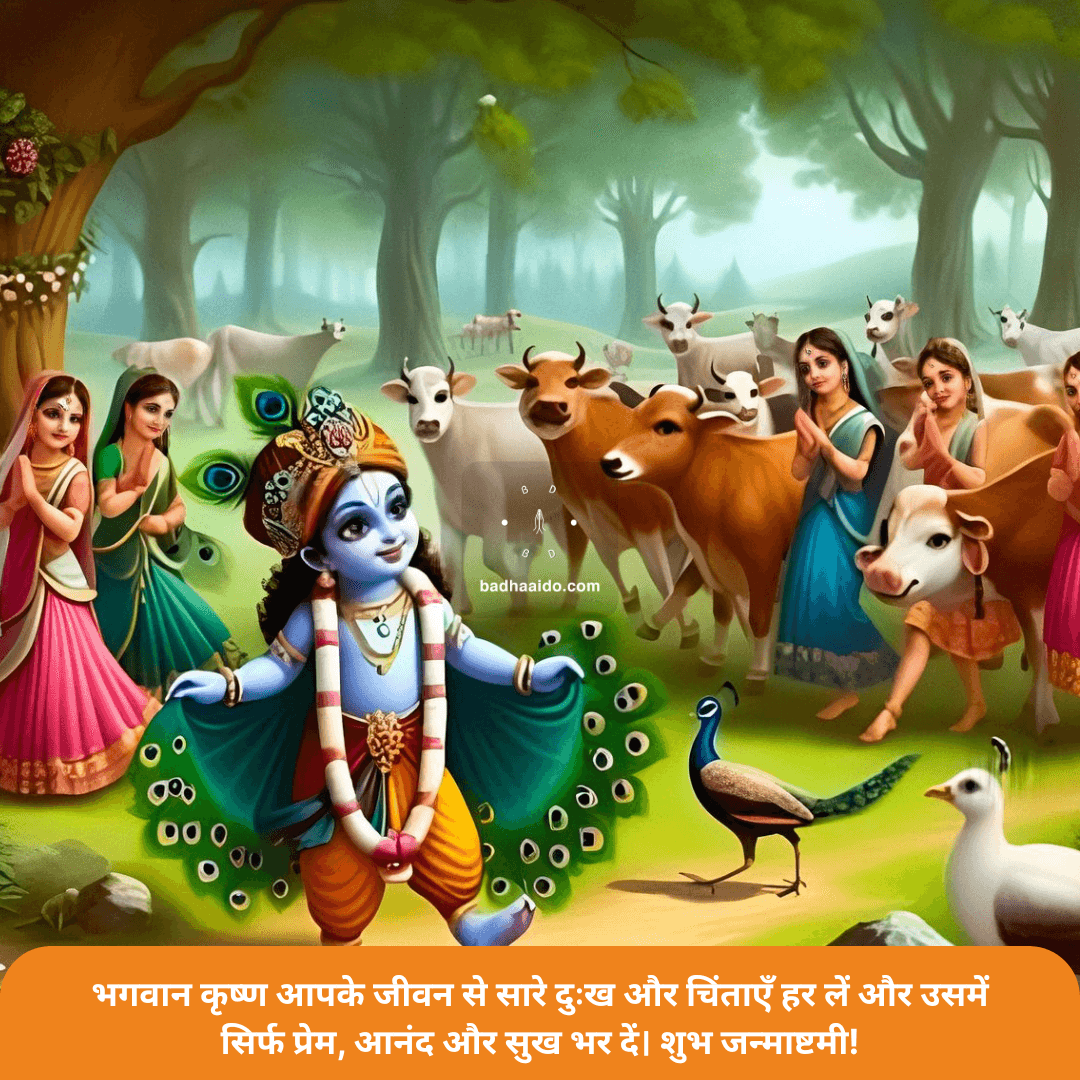 krishna-janmashtami-shayari-2025 Lord Krishna idol decorated with flowers and jewelry