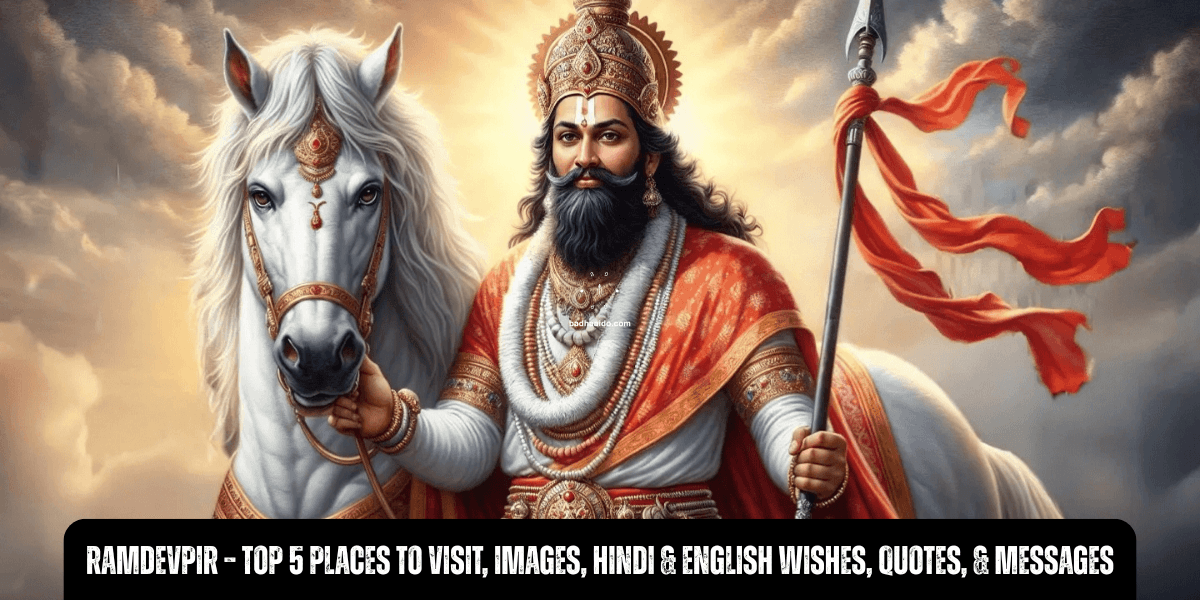 Banner image of Lord Ramdevpir Temple at Ranuja Ramdevra with devotees offering prayers and wishing messages in honor of Baba Ramdevpir.
