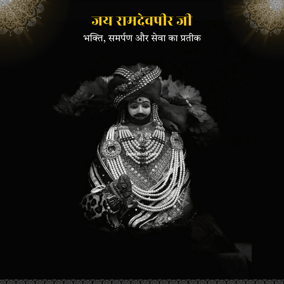 Ramdevpir Maharaj seated with devotees offering prayers