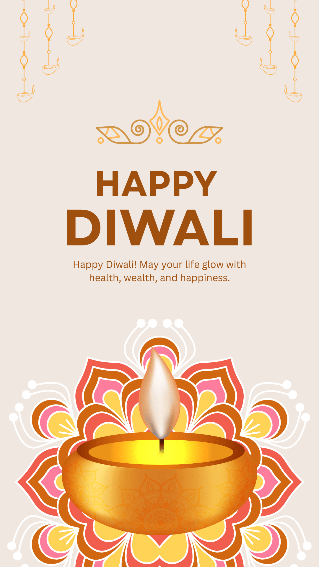 Gold and Purple Illustrative Happy Diwali 2025 Instagram Status