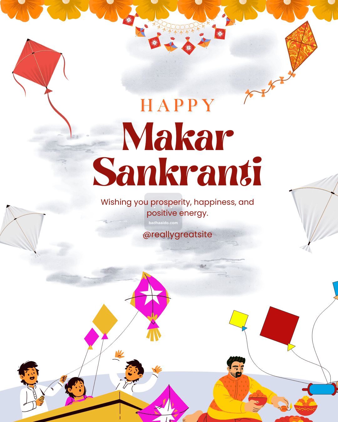 Makar Sankranti wishes video with traditional background