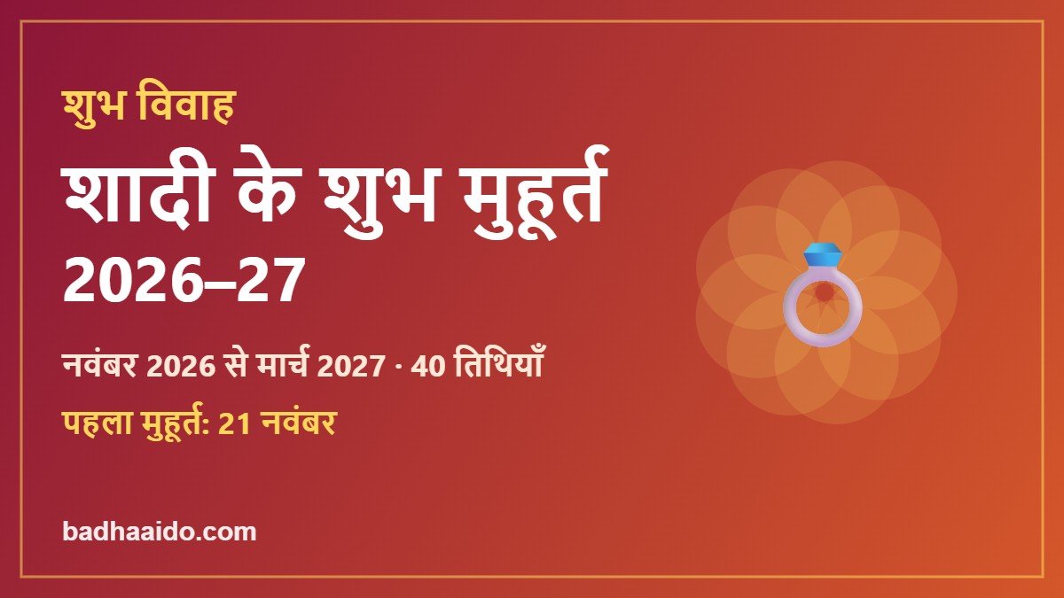 Vivah Muhurat 2026–27: Shaadi Ke Shubh Muhurat, November 2026 se March 2027 (Full List)